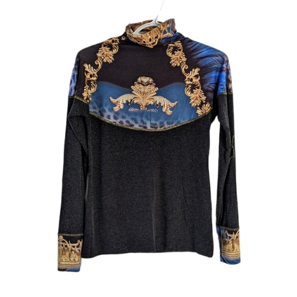 Green apple royal core barocco gold and blue grey shirt Small @B5